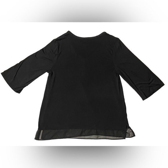 Donna Karan Classic Lounge Tee In Black Relaxed Style 3/4 Sleeves Size Small - Picture 3 of 16